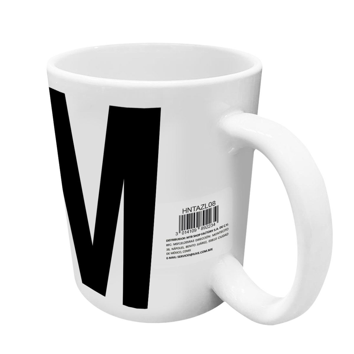 Home Nature taza cerámica letra M blanco y negro