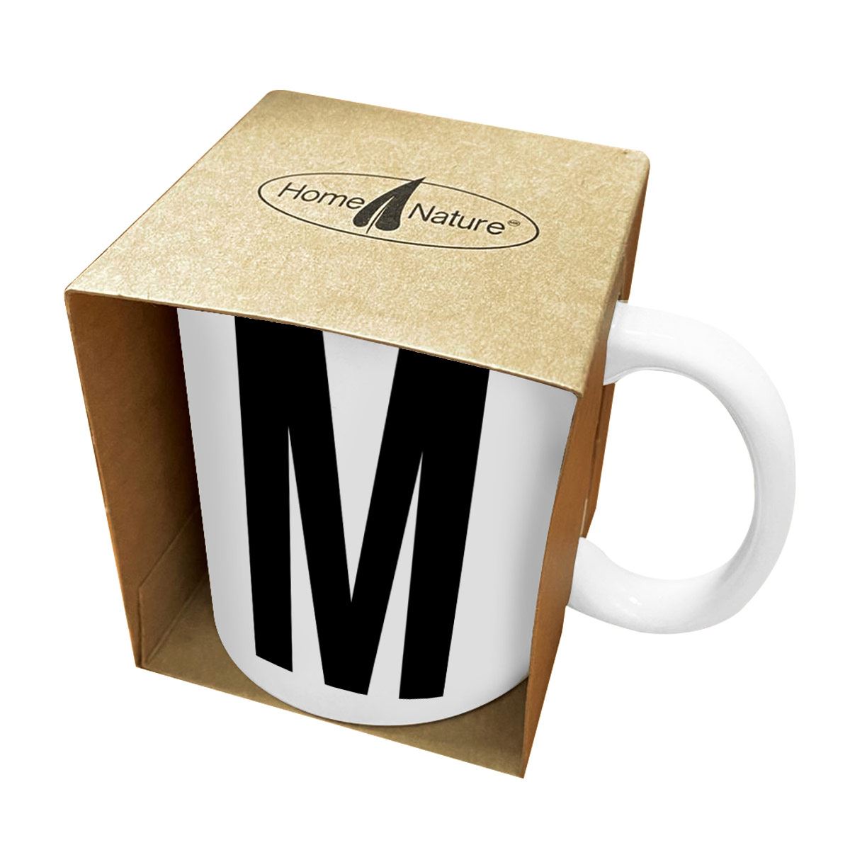 Home Nature taza cerámica letra M blanco y negro