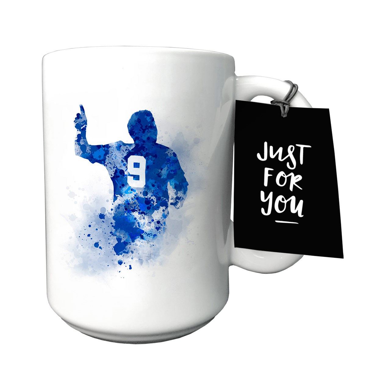 Taza de cerámica con diseño de jugador de fútbol #8 azul