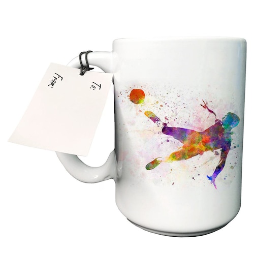 Taza de cerámica con diseño de jugador de fútbol gol multicolor