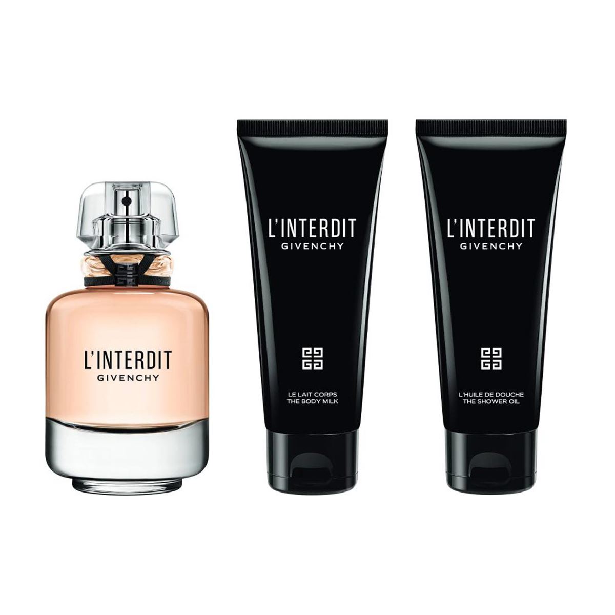 Set fragancia para mujer Givenchy L'Interdit EDP 80ml + Crema perfumada corporal hidratante 75ml + Gel de ducha 75ml