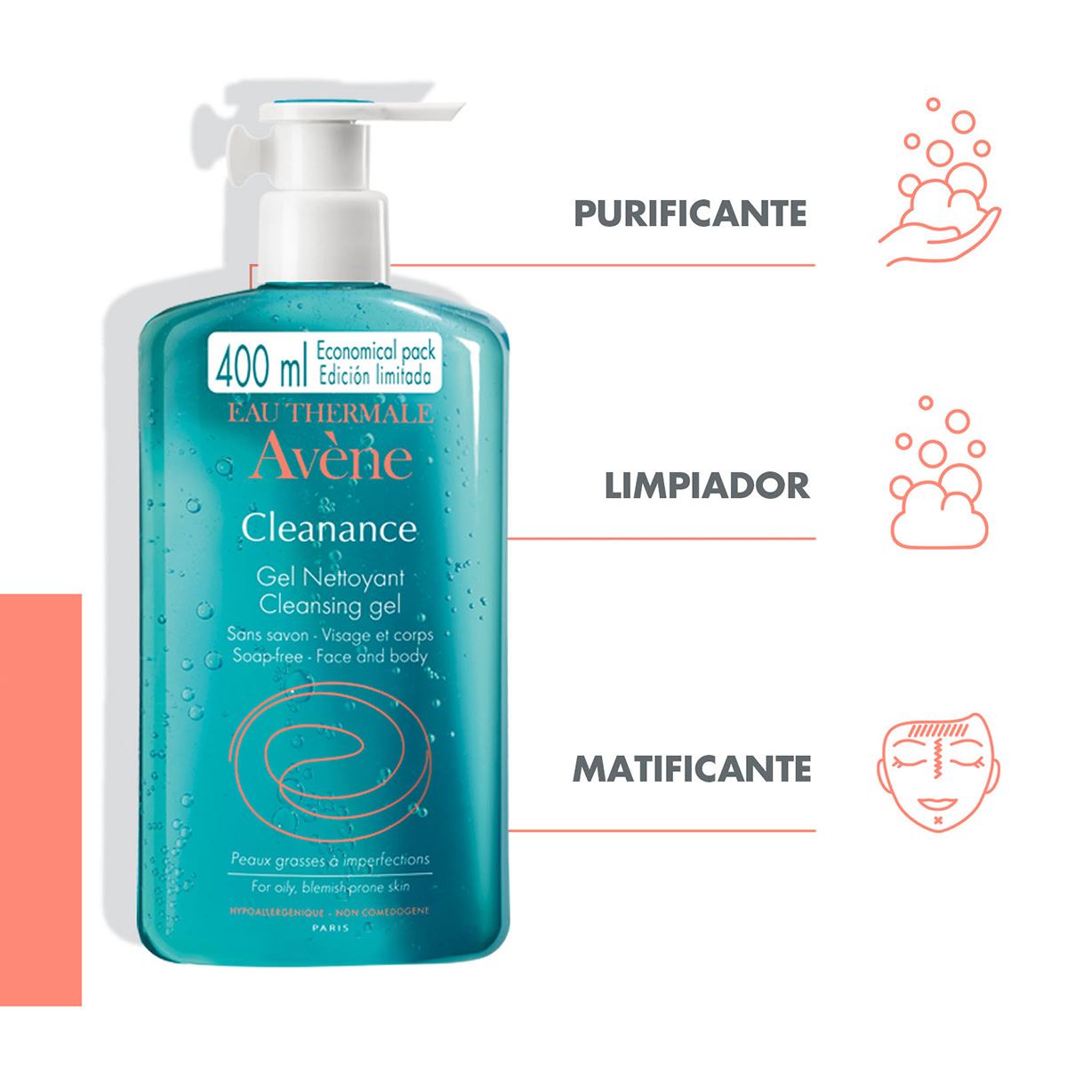 Avène Cleanance Gel Limpiador Piel Grasa 400ml