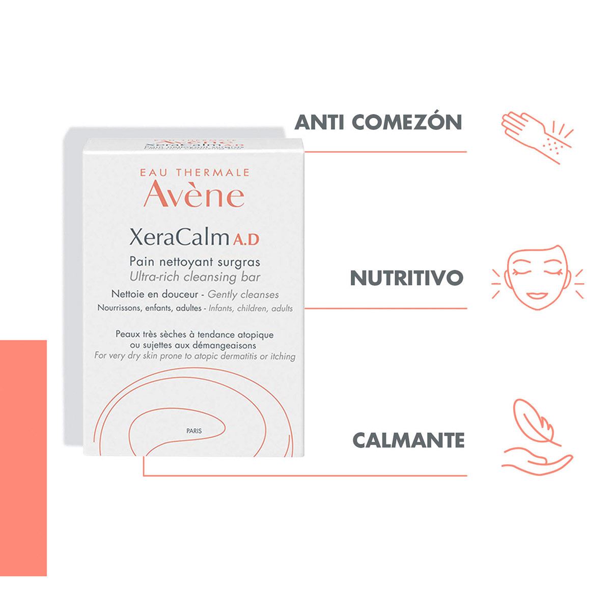 Avène Xeracalm A.D Barra Dermolimpiadora Piel Seca 100gr