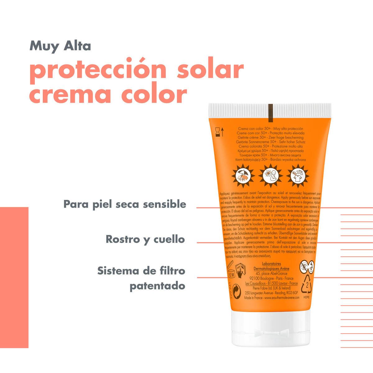 Avène Crema con Protector Solar FPS50+ con Color 50ml