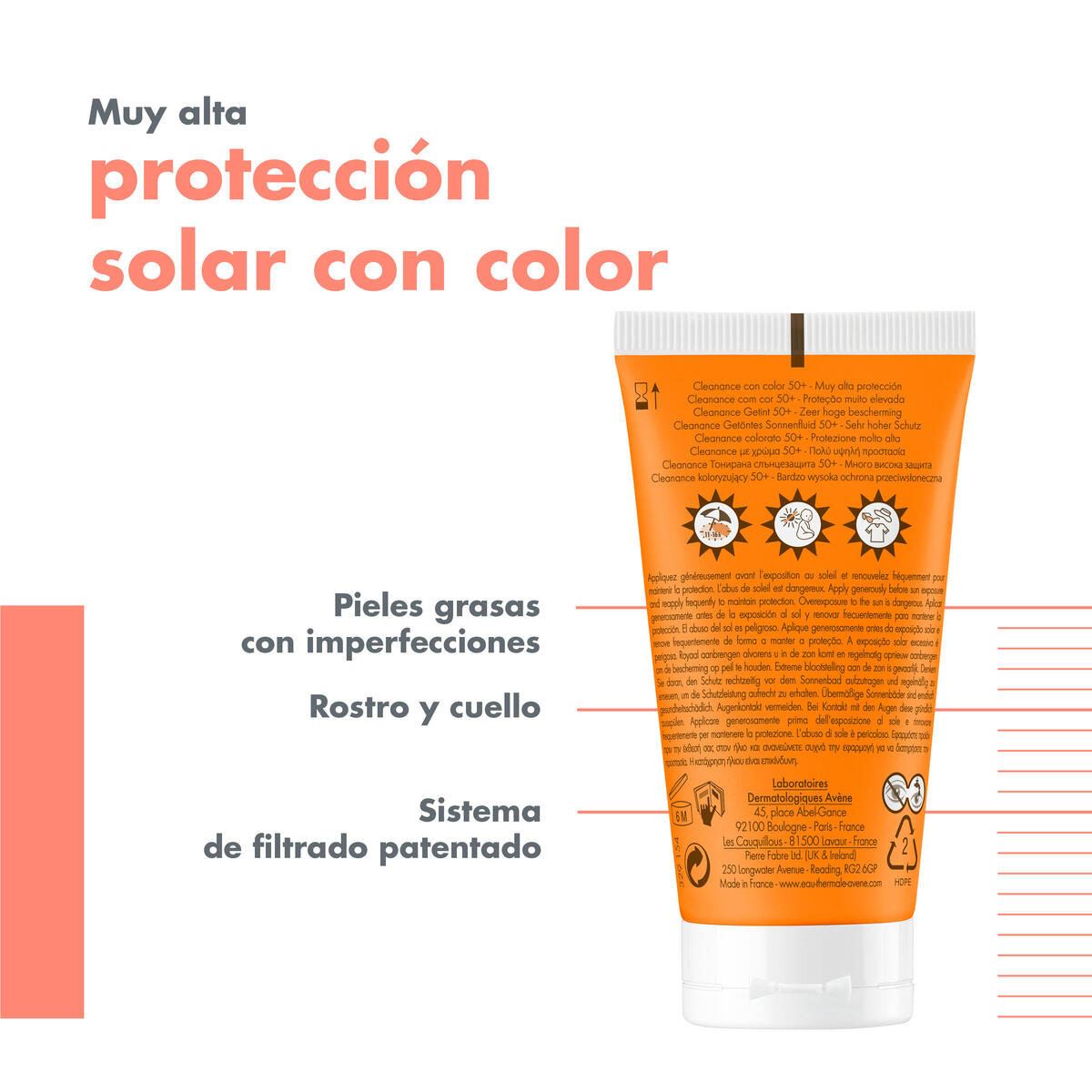 Avène Cleanance Protector Solar FPS 50+ con Color 50ml