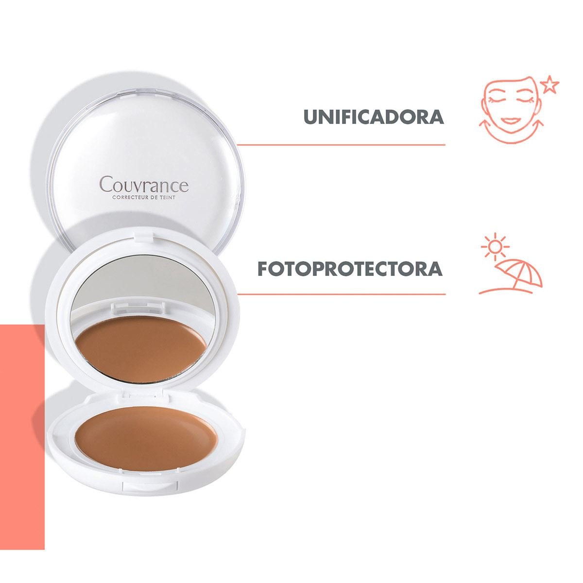 Couvrance Maquillaje Compacto Confort, Tono Bronceado, Piel seca/sensible, FPS 30, 10gr