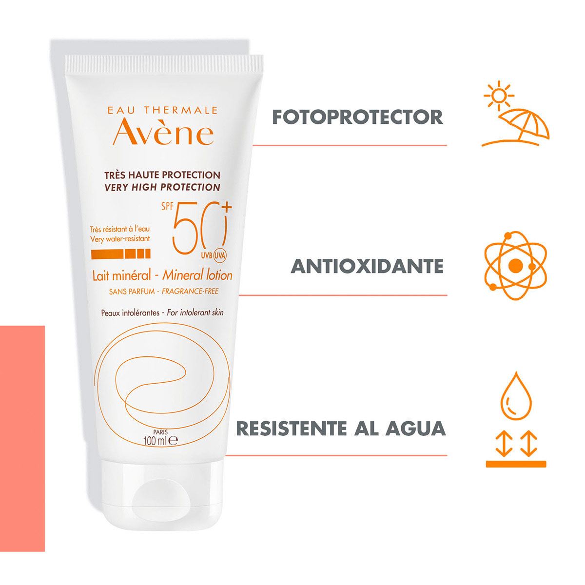 Avène Loción Mineral con Protector Solar FPS 50+ 100ml