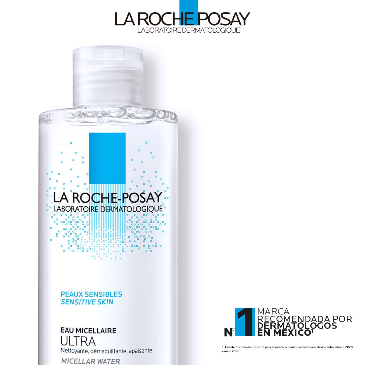Agua Micelar La Roche Posay Ultra Pieles Sensibles limpiadora y desmaquillante 400ml