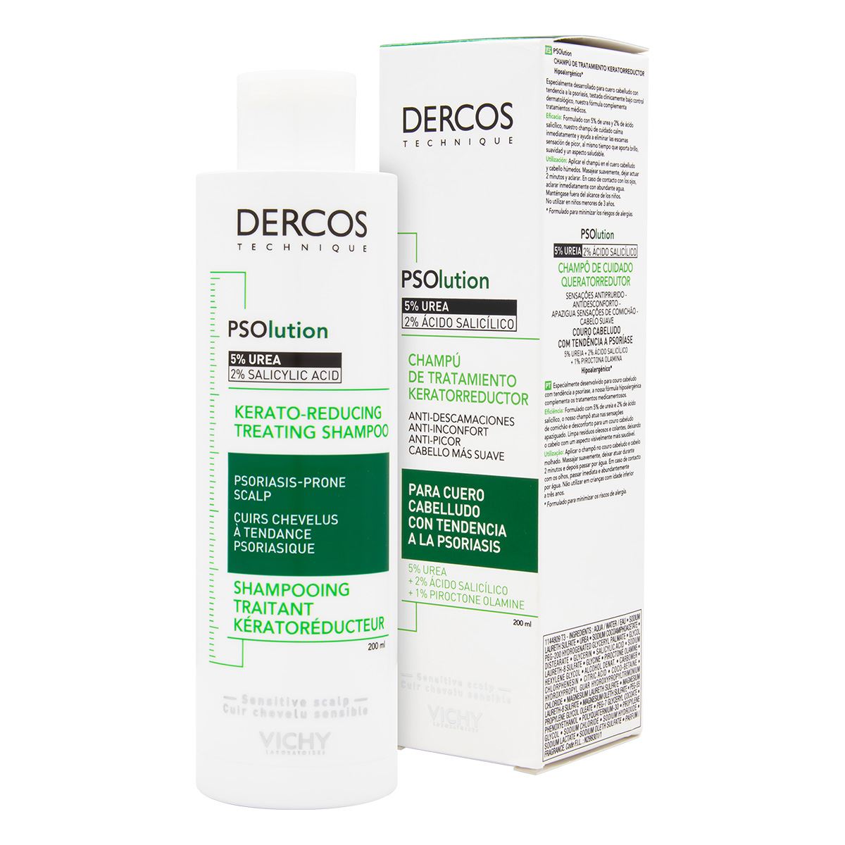 Dercos Psolution Shampoo de Tratamiento Keratorreductor para Piel Cabelluda Sensible 200ml
