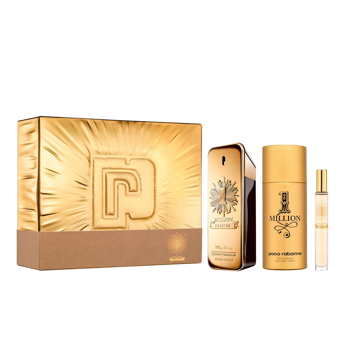 Set para Caballero Paco Rabanne One Million Parfum EDP 100ML + Desodorante 150ML + Spray de viaje 10ML