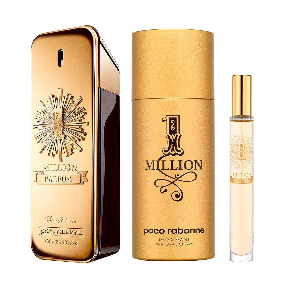 Set para Caballero Paco Rabanne One Million Parfum EDP 100ML + Desodorante 150ML + Spray de viaje 10ML