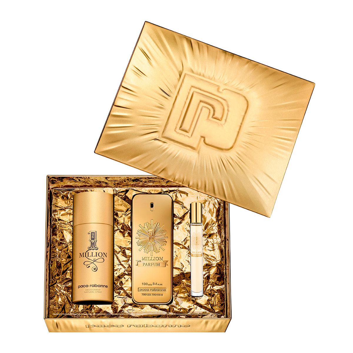 Set para Caballero Paco Rabanne One Million Parfum EDP 100ML + Desodorante 150ML + Spray de viaje 10ML