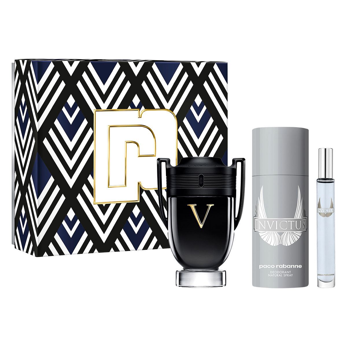 Paco Rabanne Invictus Victory Set Para Caballero Perfume EDP 100ML + Desodorante 150ML + Perfume de Bolsillo 10ML