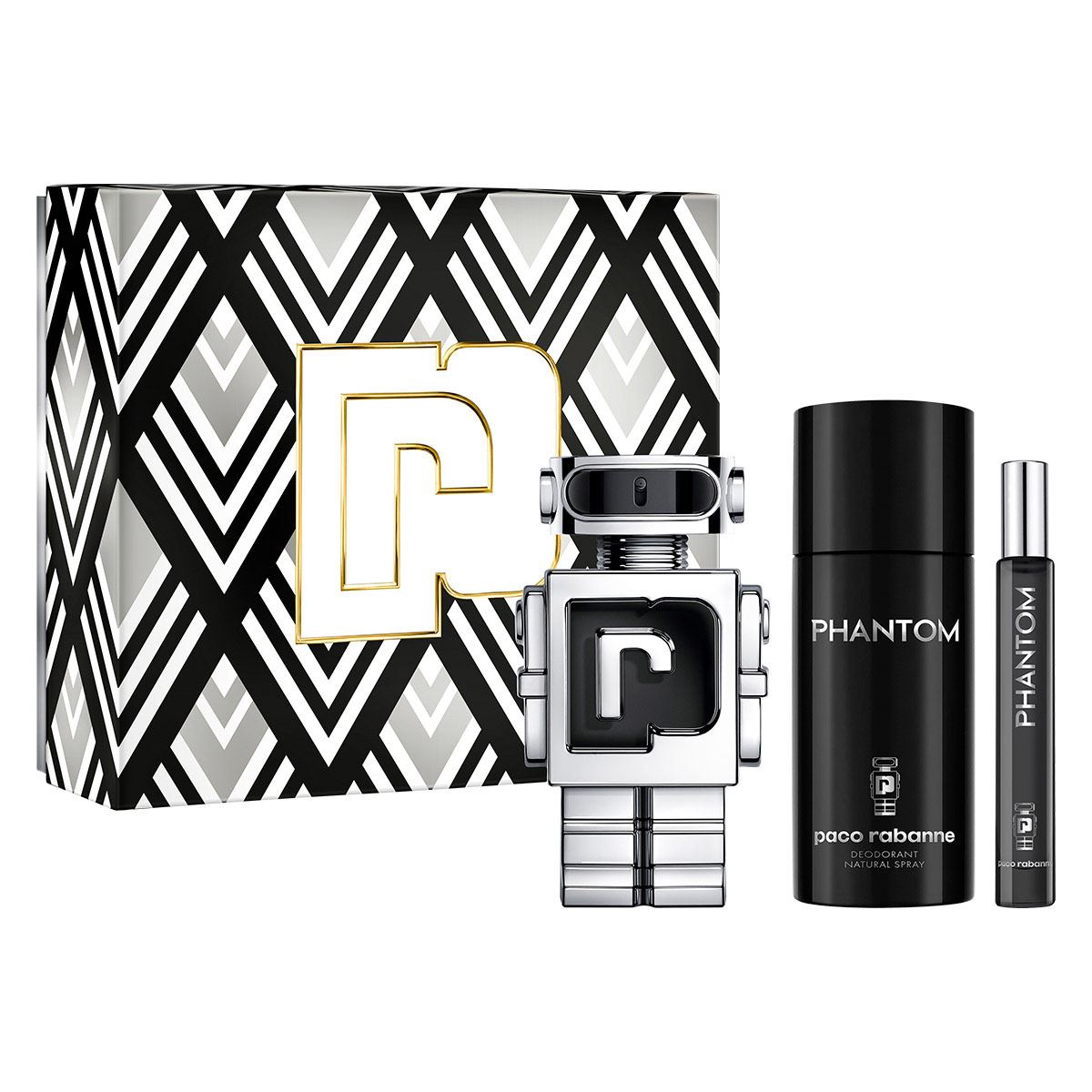 Paco Rabanne Phantom Set Para Caballero Perfume EDT 100ML + Desodorante 150ML + Perfume de Bolsillo 10ML