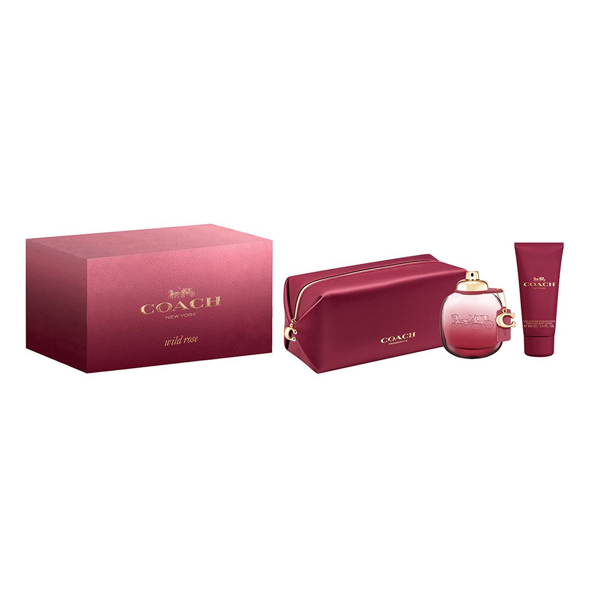 Estuche para Mujer Coach Wild Rose EDP 90ml, Body Lotion 100ml, Toiletry Pouch