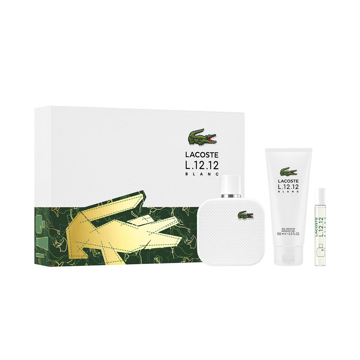 Estuche para Hombre Lacoste L1212 Blanc EDT 100ml + Shower Gel 100ml + Travel Spray 7.5ml