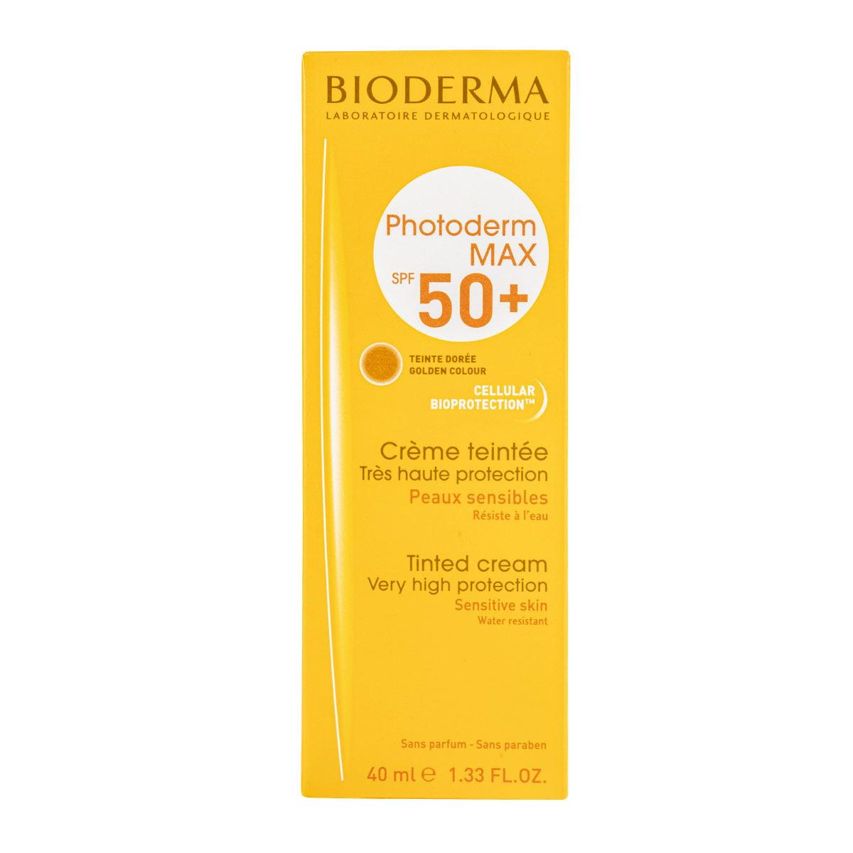 Bioderma Photoderm Max Crema Protector Solar SPF50+ Tono Dorado para piel seca, 40 ml