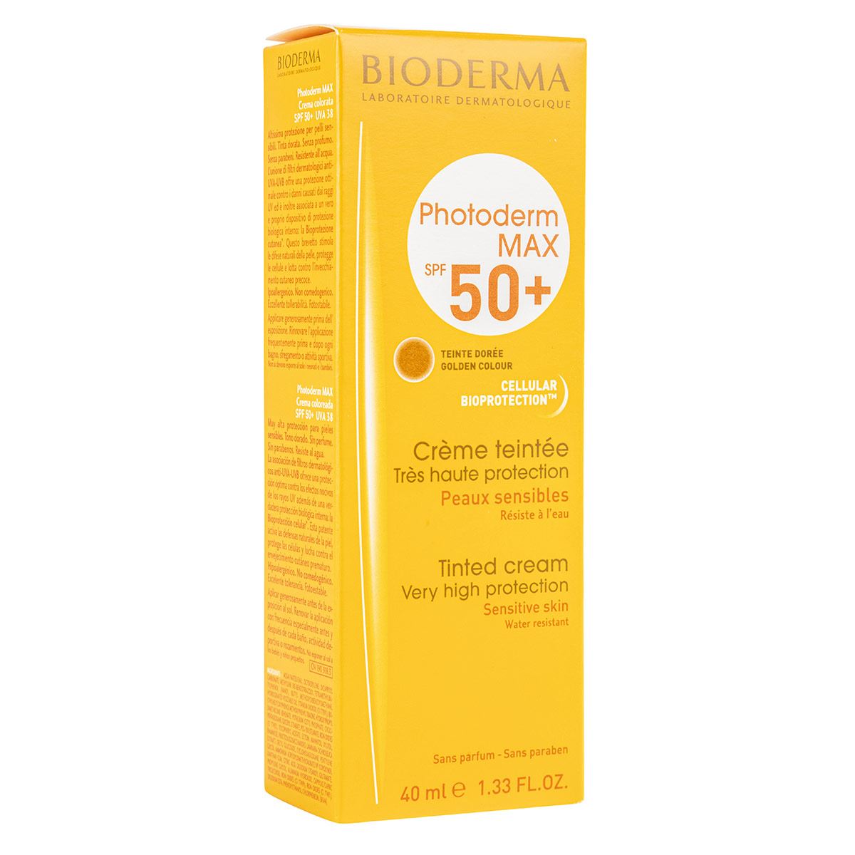 Bioderma Photoderm Max Crema Protector Solar SPF50+ Tono Dorado para piel seca, 40 ml