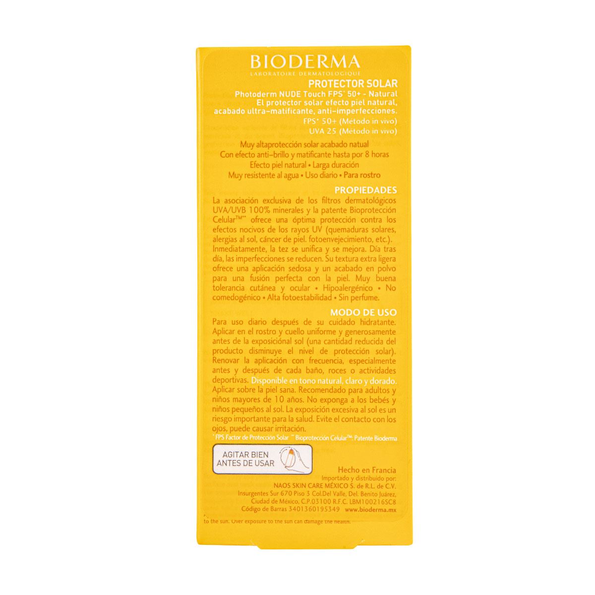 Bioderma Photoderm NUDE Touch SPF 50+ efecto piel Natural, 40 ml