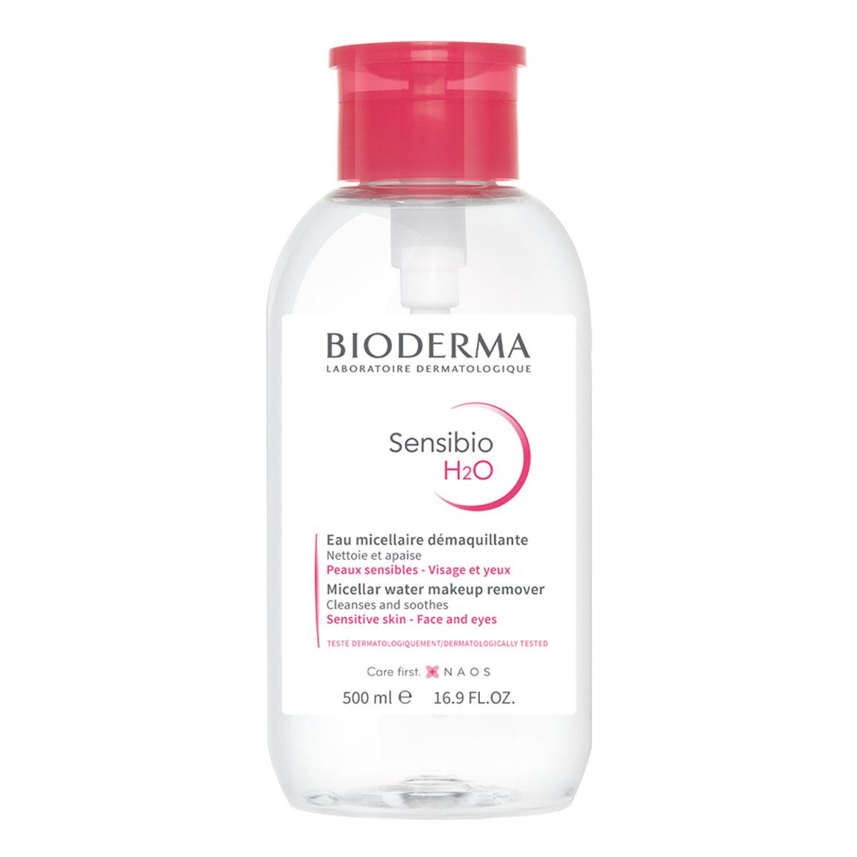Bioderma Sensibio H2O Agua Micelar Desmaquillante para todo tipo de piel, 500 ml bomba inversa