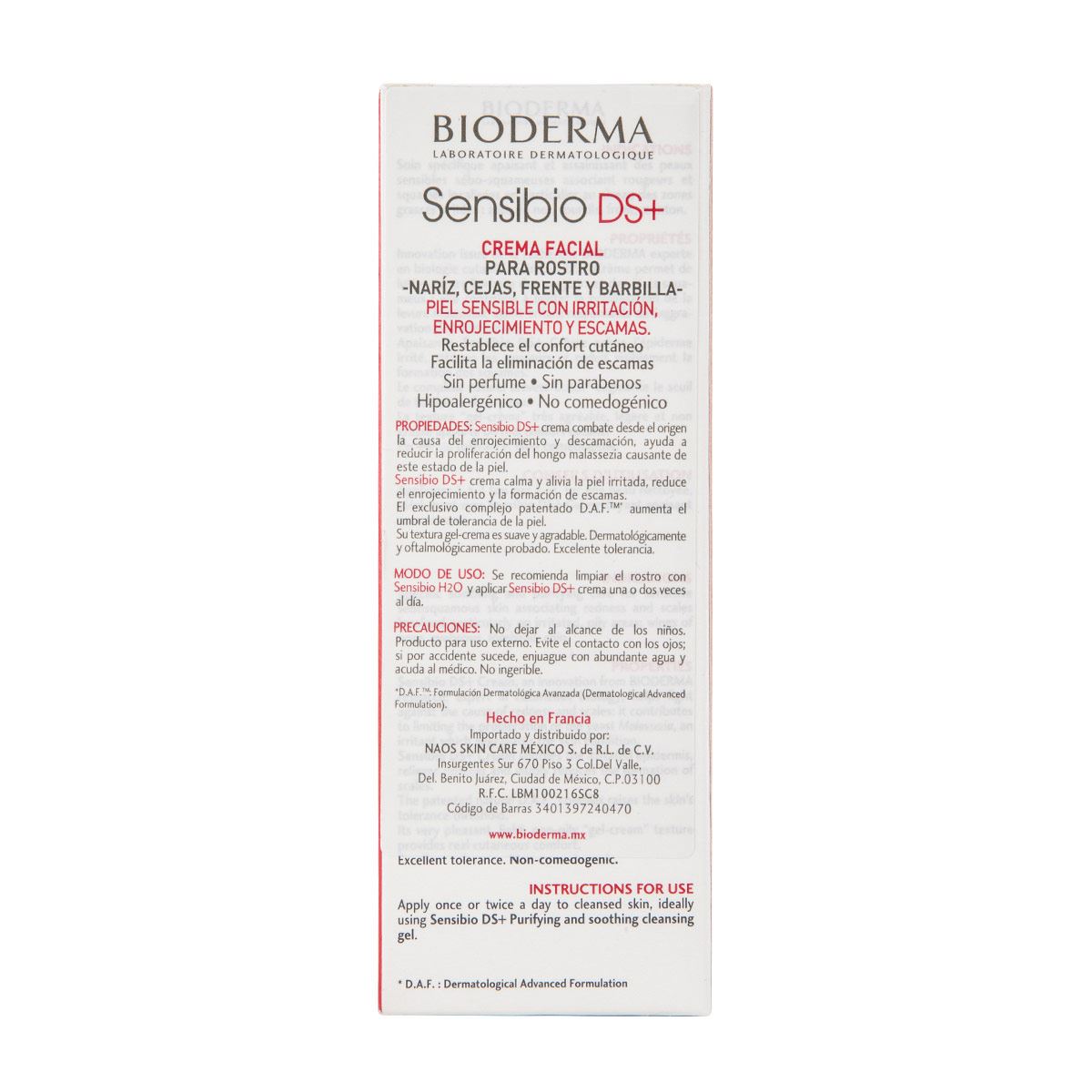 Bioderma Sensibio DS + Crema Purificante para Pieles Sensibles con Rojeces y Escamas, 40 ml
