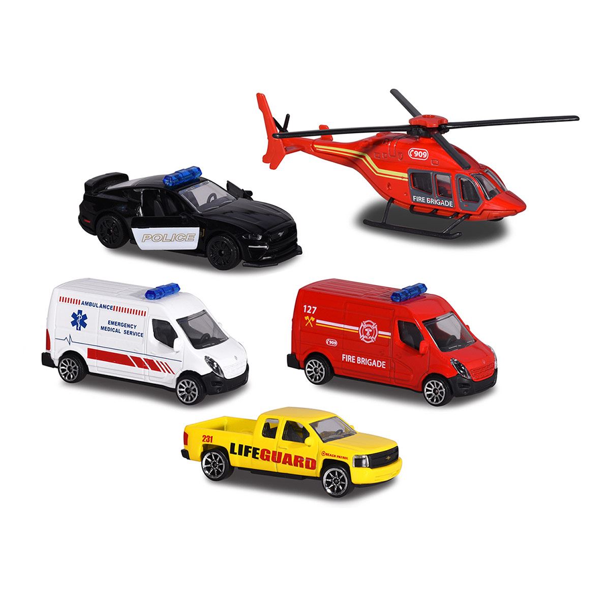 Estación de rescate + 5 vehículos escala 1:64
