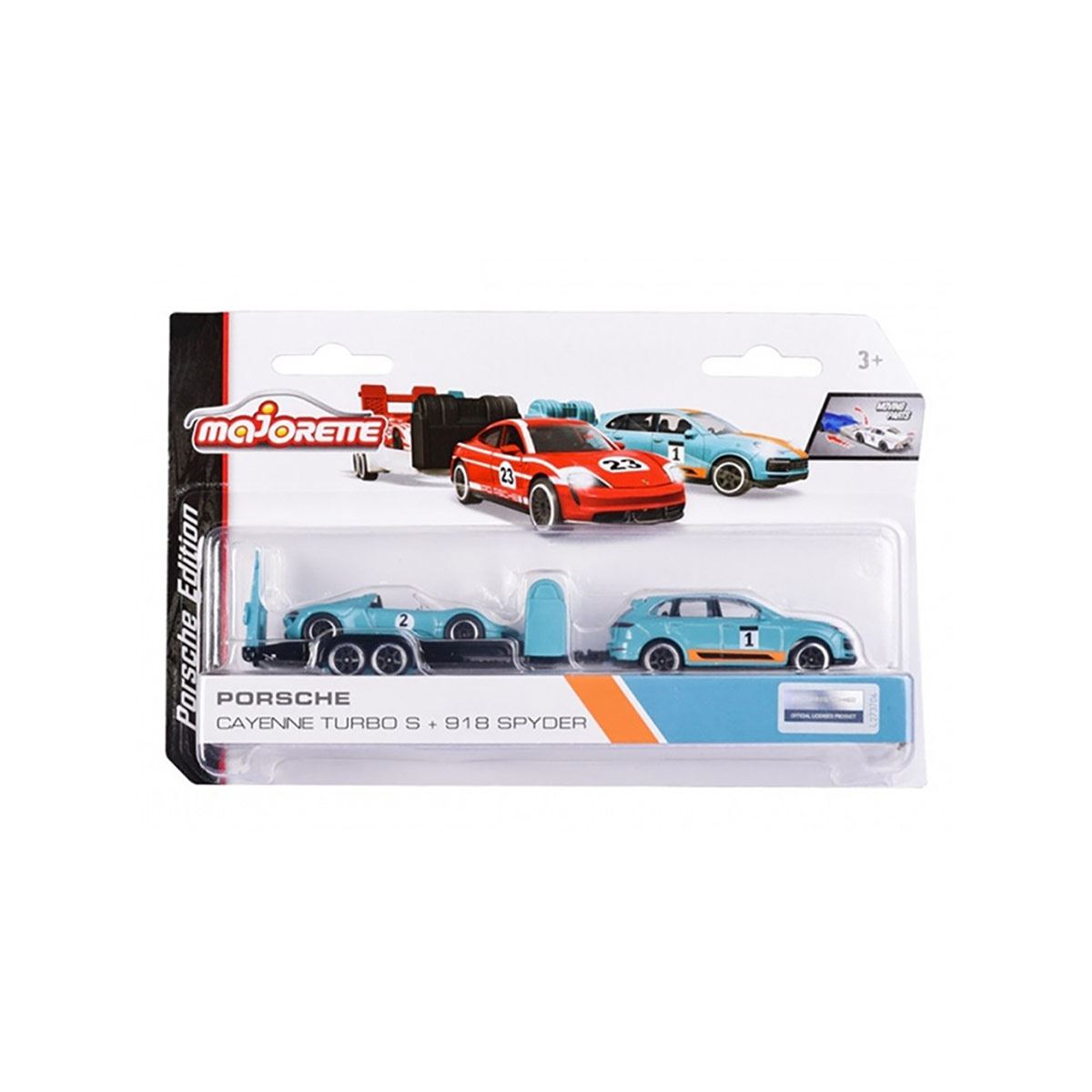 Majorette Juego De Remolque De Carrera – 2 Coches De Metal + Remolque De 19 Cm, Licencia Porsche, Para Niños +3 Años