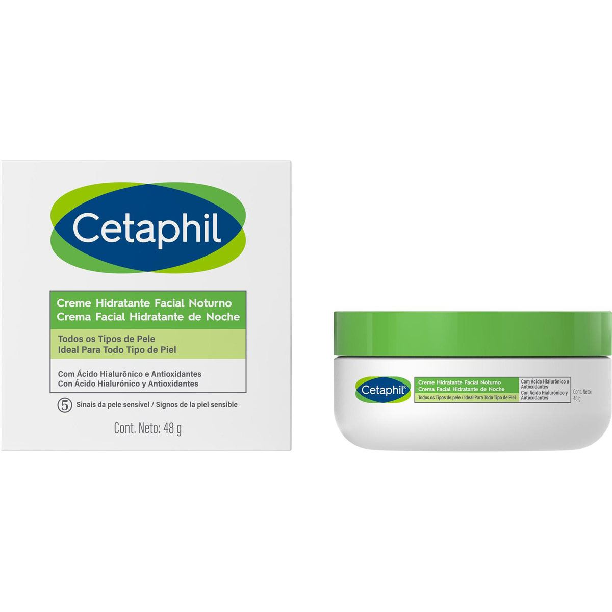 Cetaphil Crema Facial Hidratante Noche con Ácido Hialurónico 48g