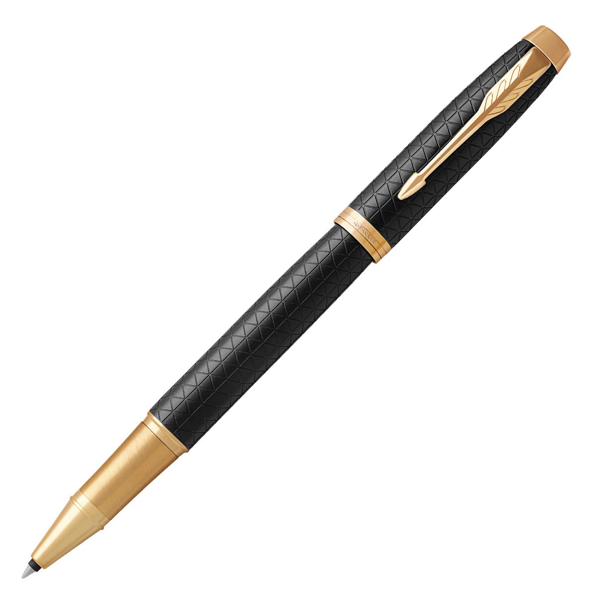 Parker Im Premier Black Golden Trim Roller Ball Fine Black Gifting box