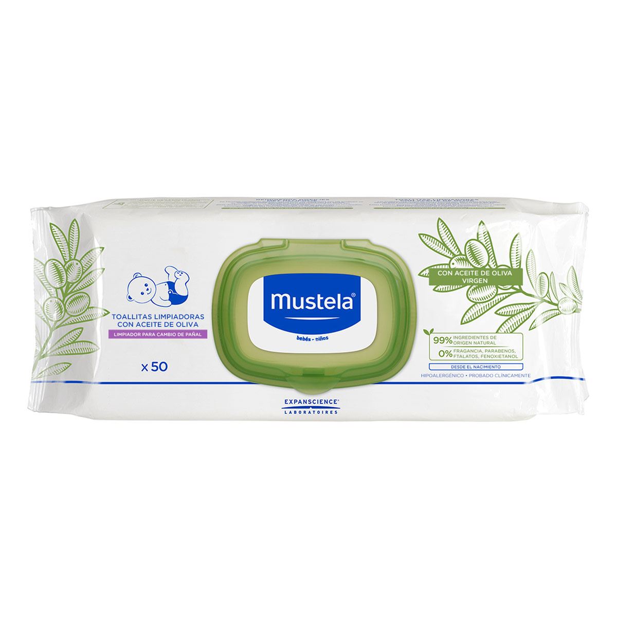 Mustela Toallitas Limpiadoras con Aceite de Oliva 50pz
