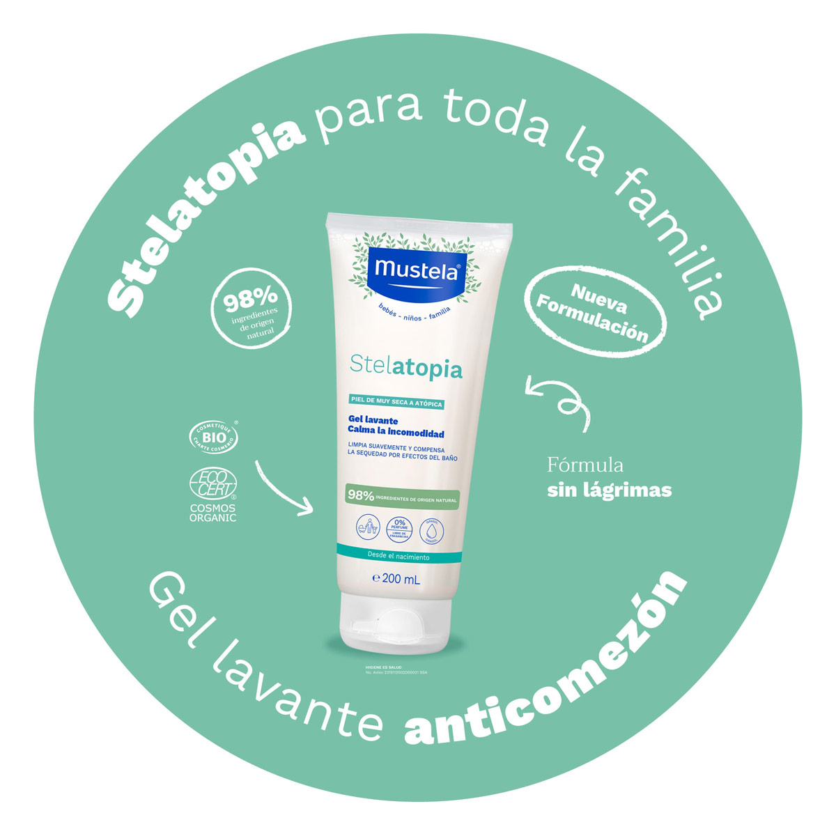Mustela Stelatopia Gel Lavante para bebés y niños con Piel Atópica 200ml