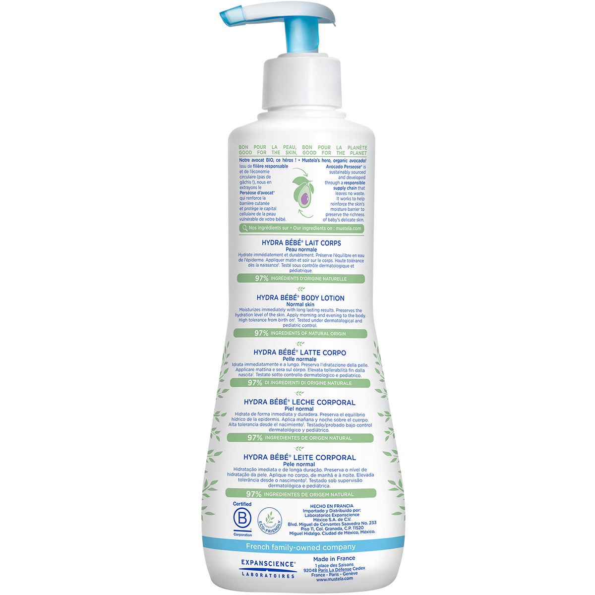 Mustela Hydra Bebé Crema Corporal Hidratante para bebés y niños con Piel Normal 500ml