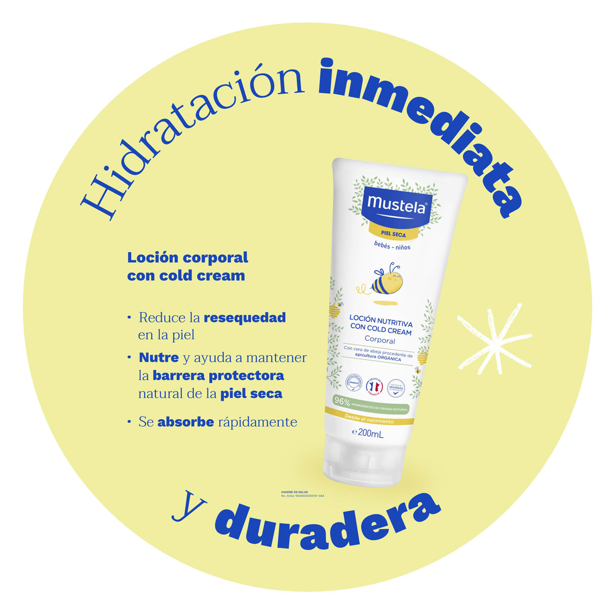 Mustela Loción Corporal Nutritiva Cold Cream para bebés y niños con Piel Seca 200ml