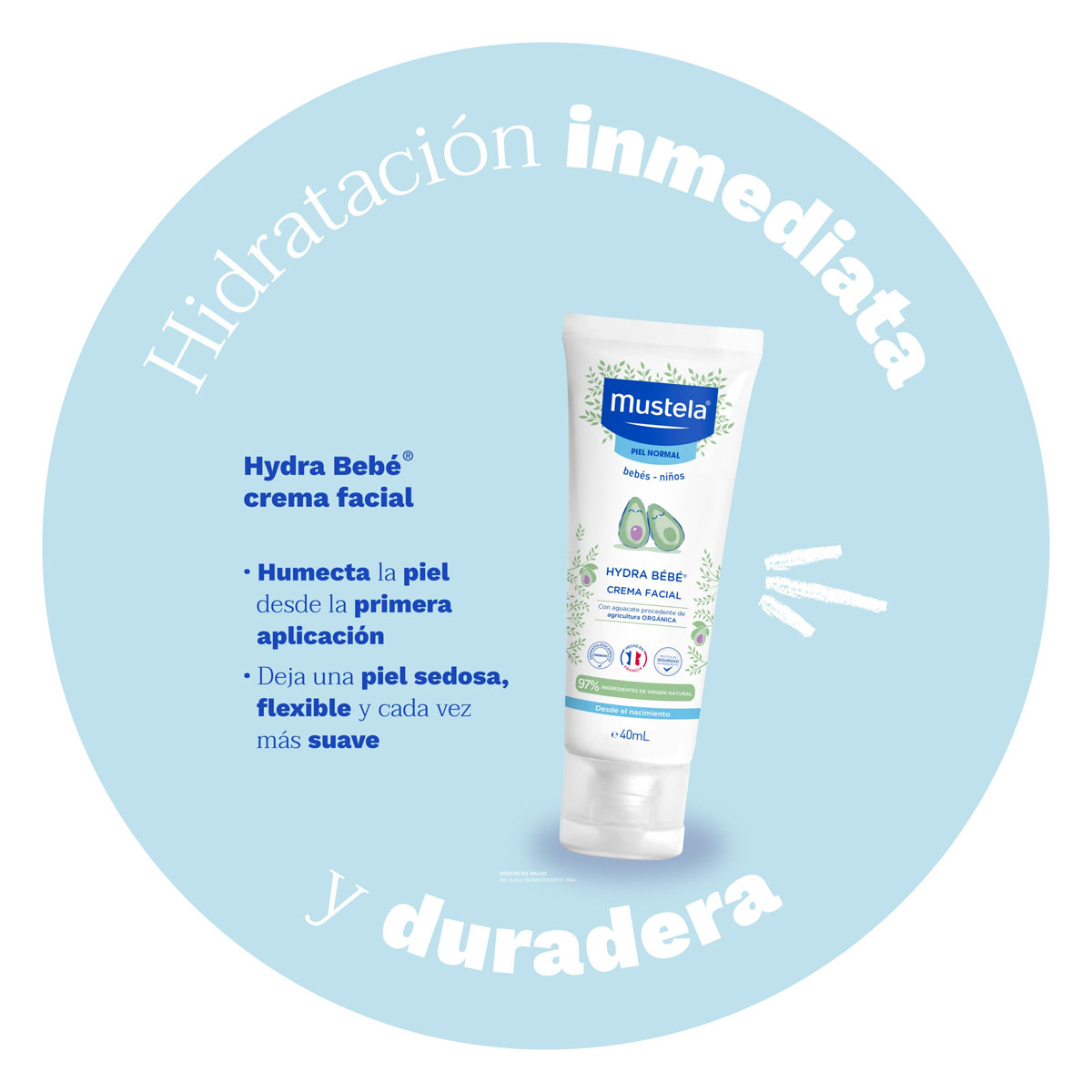 Mustela Hydra Bebé Crema Facial Hidratante para bebés y niños con Piel Normal 40ml