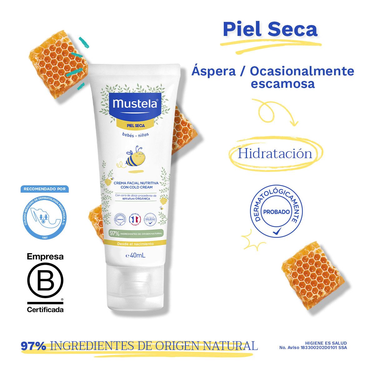 Mustela Crema Facial Nutritiva con Cold Cream para bebés y niños con Piel Seca 40ml
