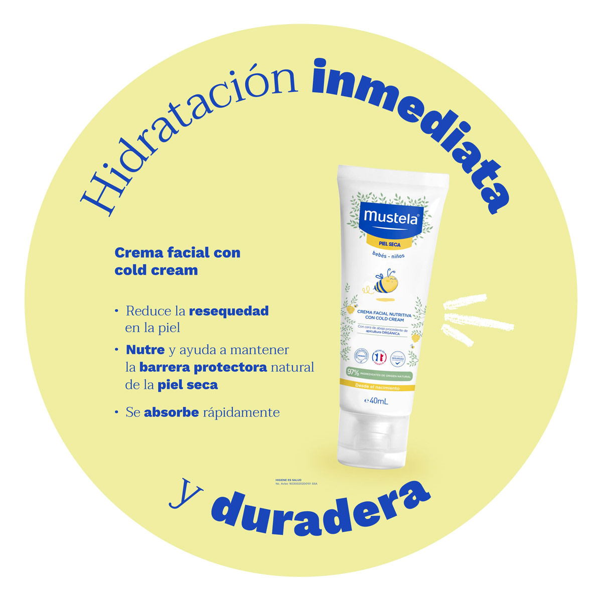 Mustela Crema Facial Nutritiva con Cold Cream para bebés y niños con Piel Seca 40ml