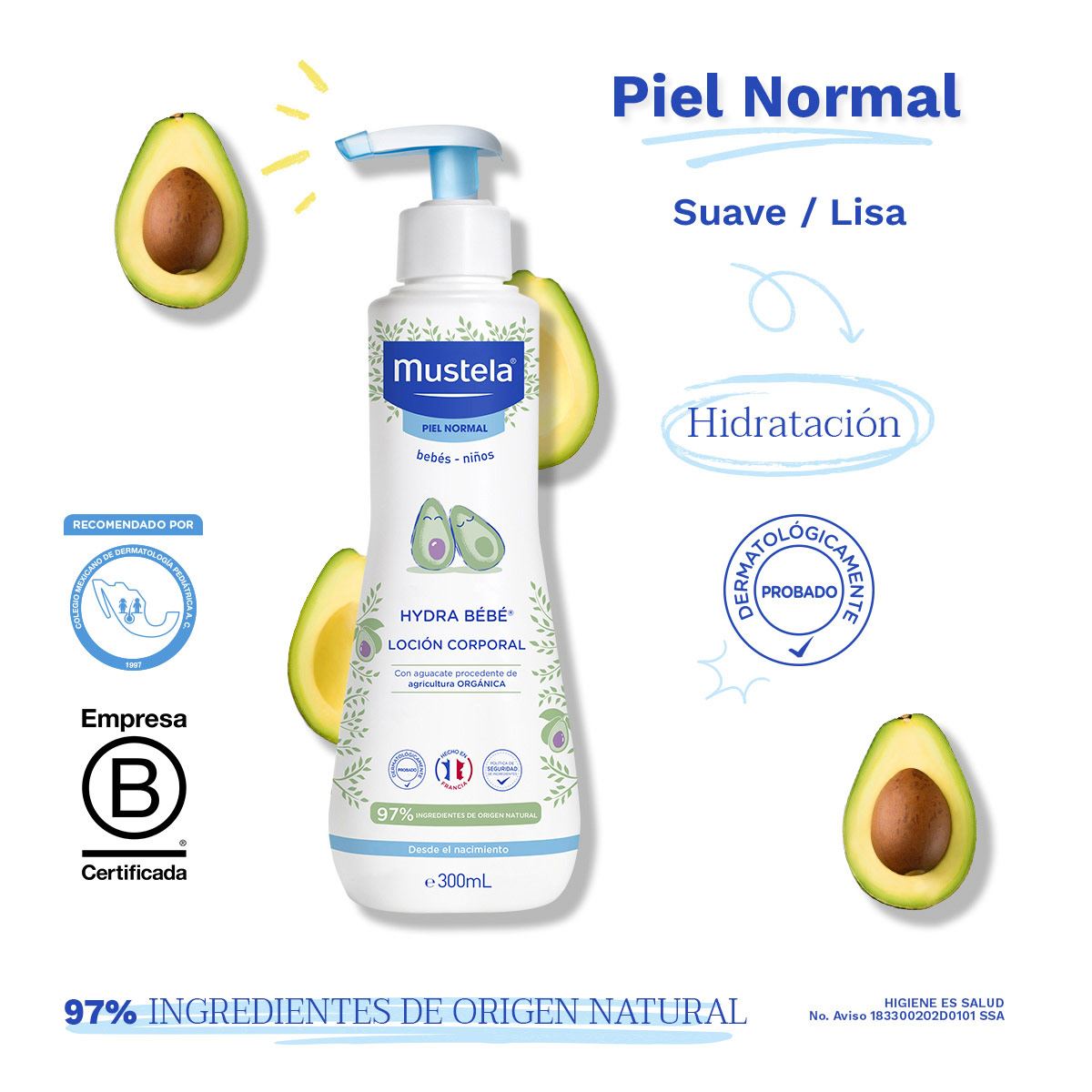 Mustela Hydra Bebé Crema Corporal Hidratante para bebés y niños con Piel Normal 300ml