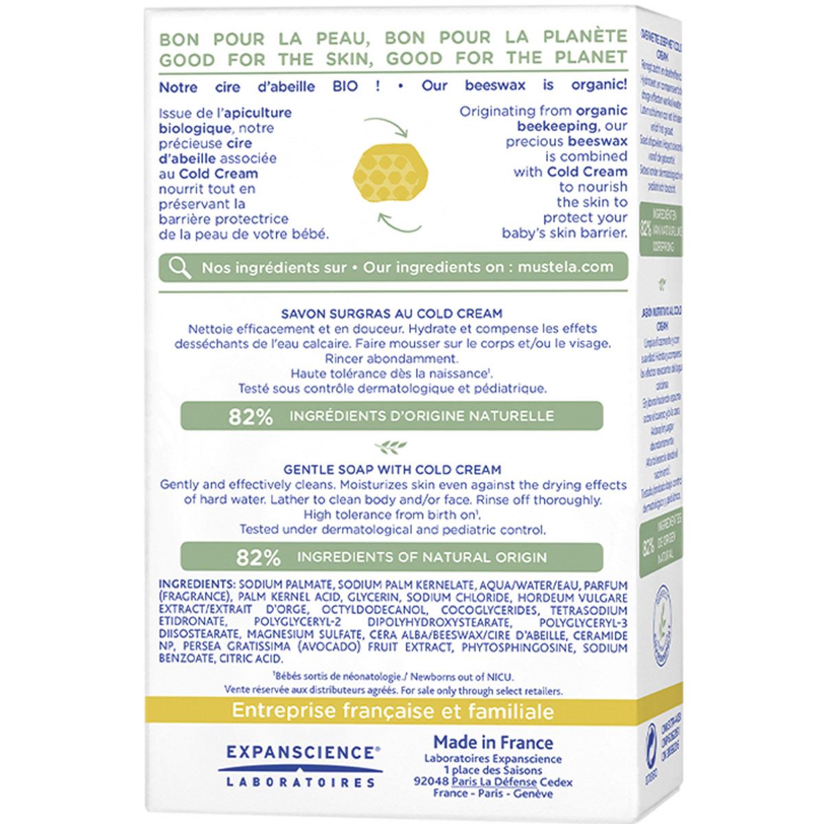 Mustela Jabón Suave Nutriprotector al Cold Cream para bebés y niños con Piel Seca 100g