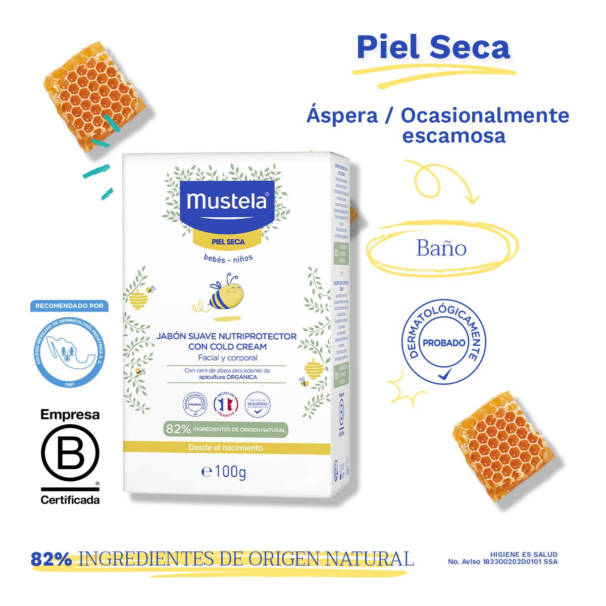 Mustela Jabón Suave Nutriprotector al Cold Cream para bebés y niños con Piel Seca 100g
