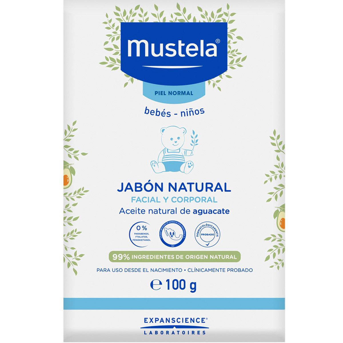 Mustela Jabón en barra Facial y Corporal para Piel Normal de 100gr