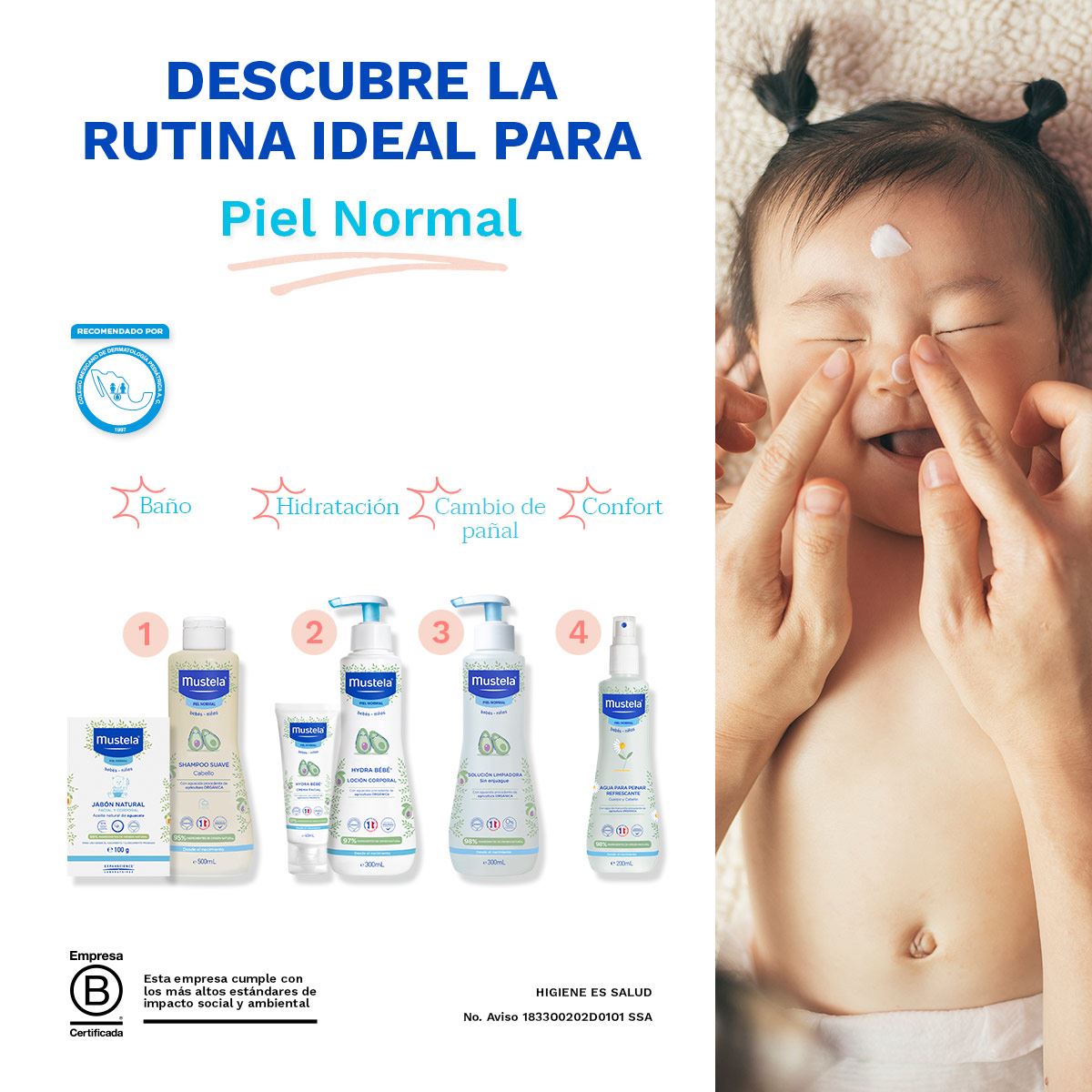 Mustela Jabón en barra Facial y Corporal para Piel Normal de 100gr