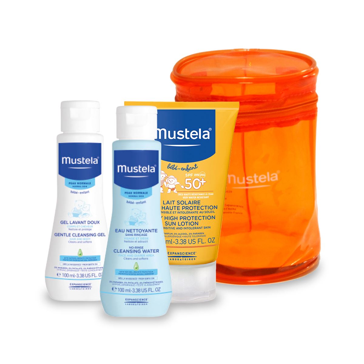 Pack Mustela &#45; Solar 100 ml &#43; Physio 100 ml &#43; Gel dermo 100 ml