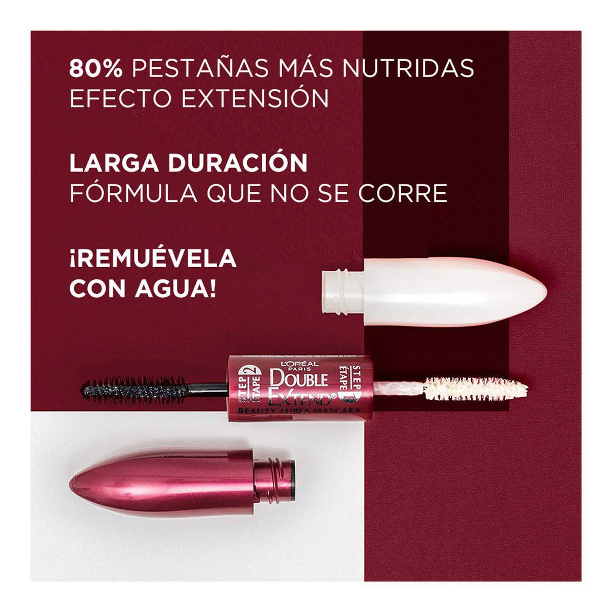 Mascara para Pestañas L'Oréal Double Extension Beauty Tubes Negro 12ml