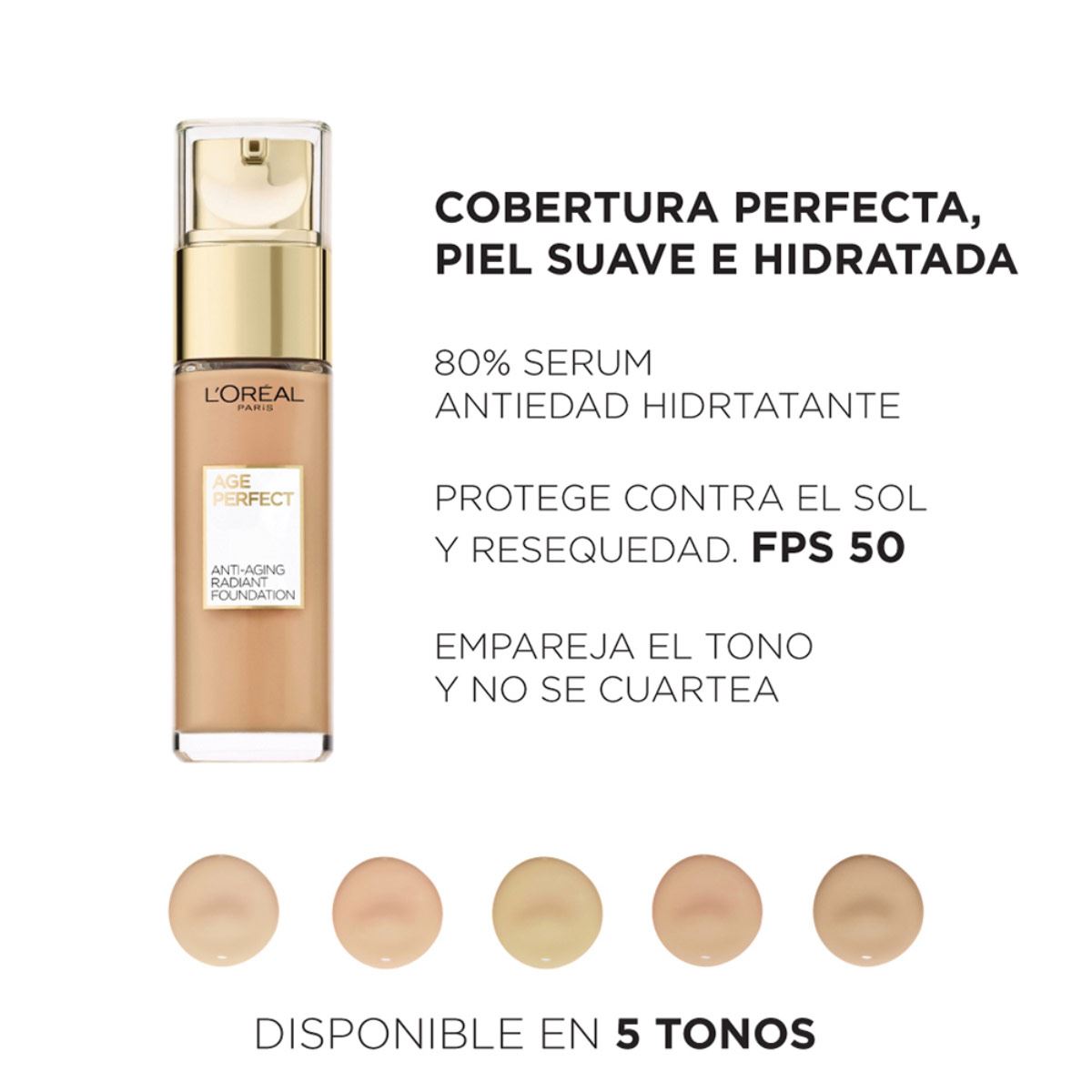 Base de Maquillaje L'Oréal Paris Age Perfect 180 Golden Beige 109g