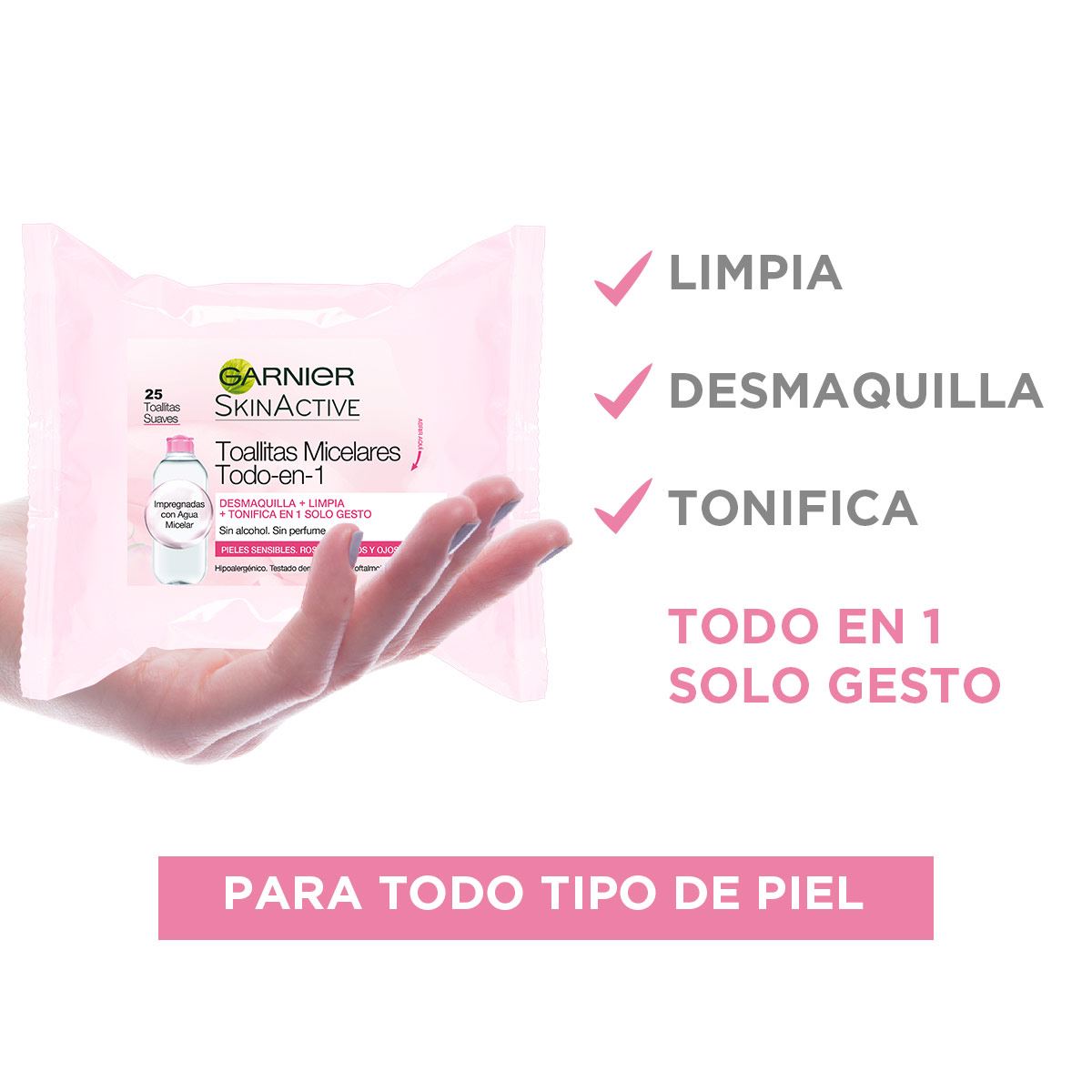 Toallitas Humedas Desmaquillantes Garnier Micelar 25 pz