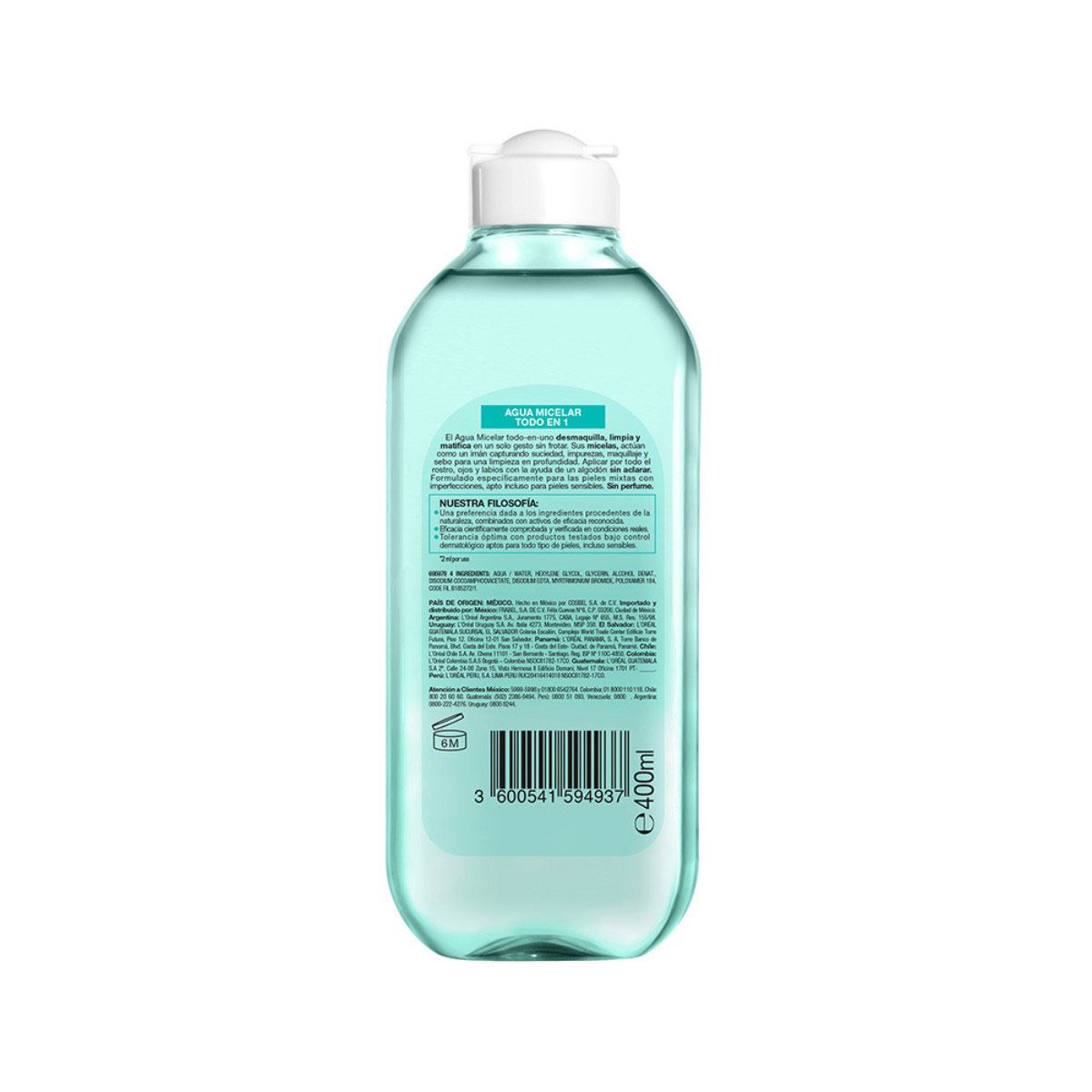 Agua Micelar Desmaquillante Piel Mixta a Grasa Pureactive Garnier 400 ml