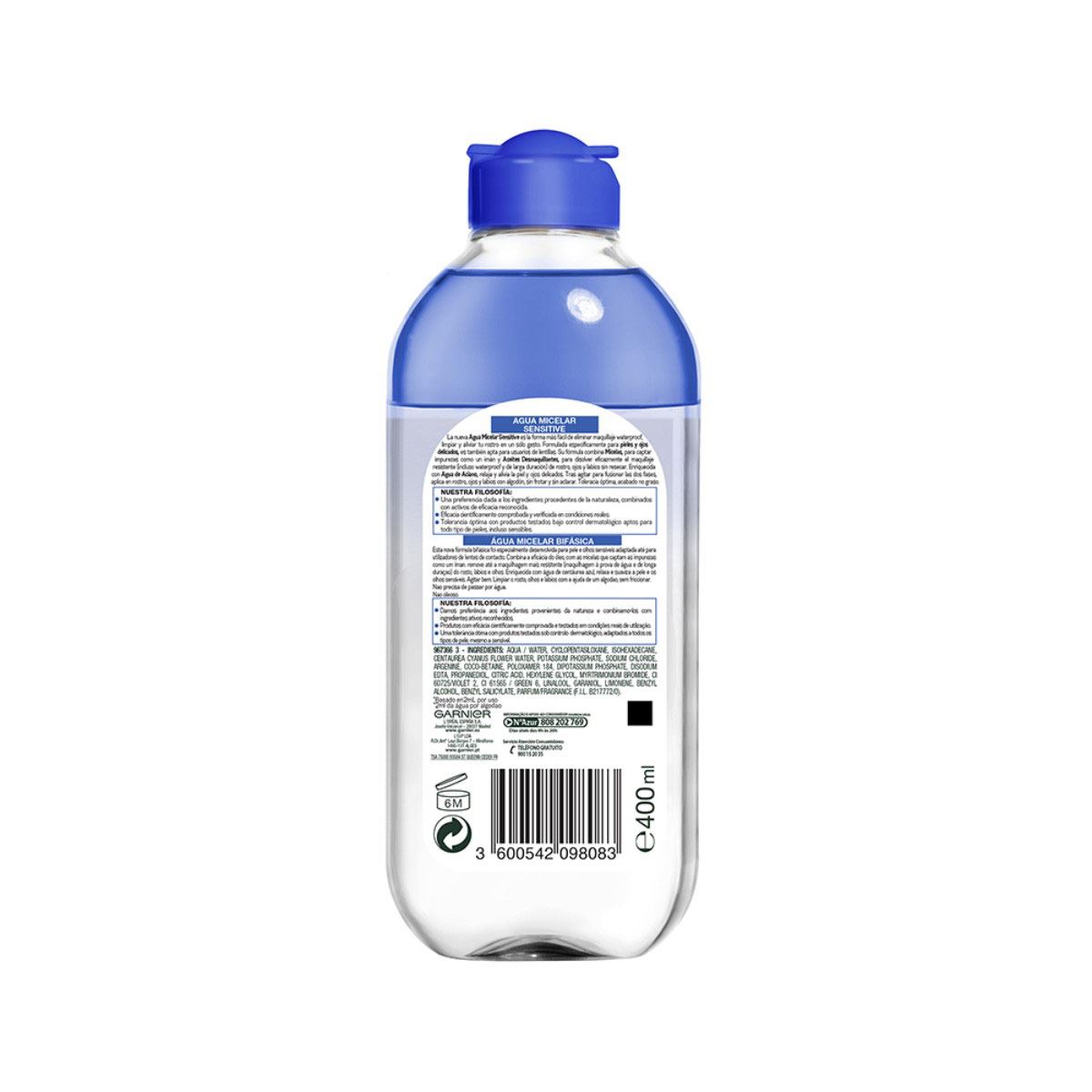 Agua Micelar Desmaquillante Piel Sensible Garnier 400 ml