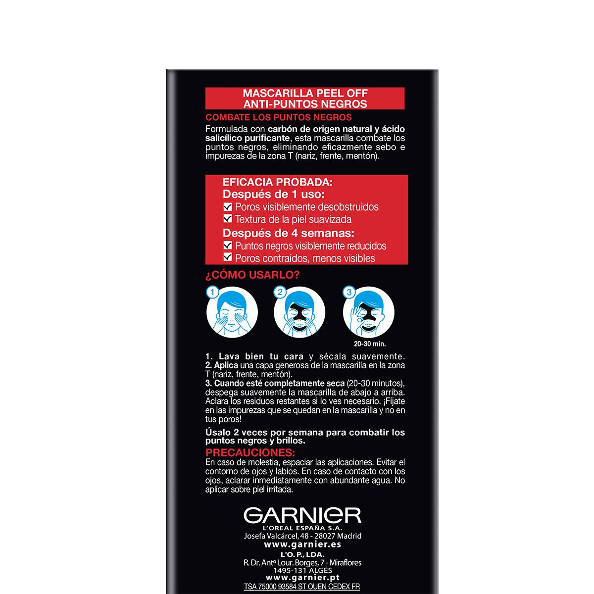 Mascarilla Facial Anti Puntos Negros Peel Off con Carbón Garnier