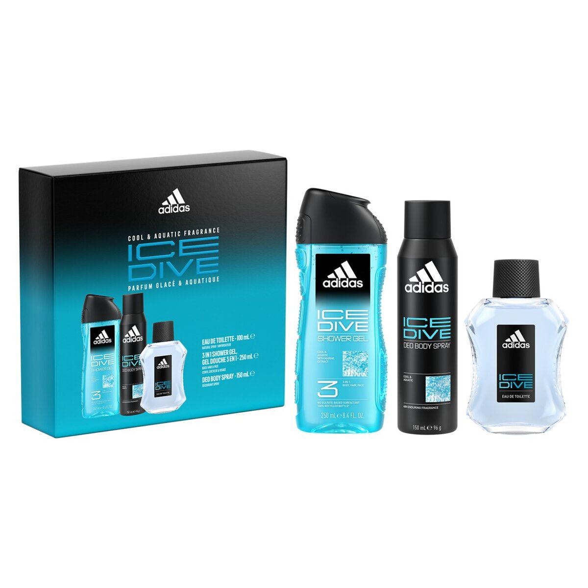Set Navidad para Hombre Adidas Ice Dive Eau de Toilette