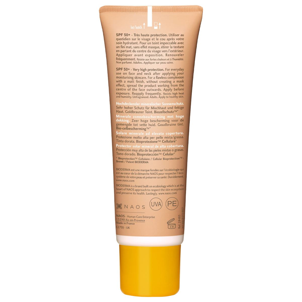 Bioderma Photoderm Cover Touch Protector Solar SPF50+ Tono Dorado Efecto Maquillaje, 40 ml